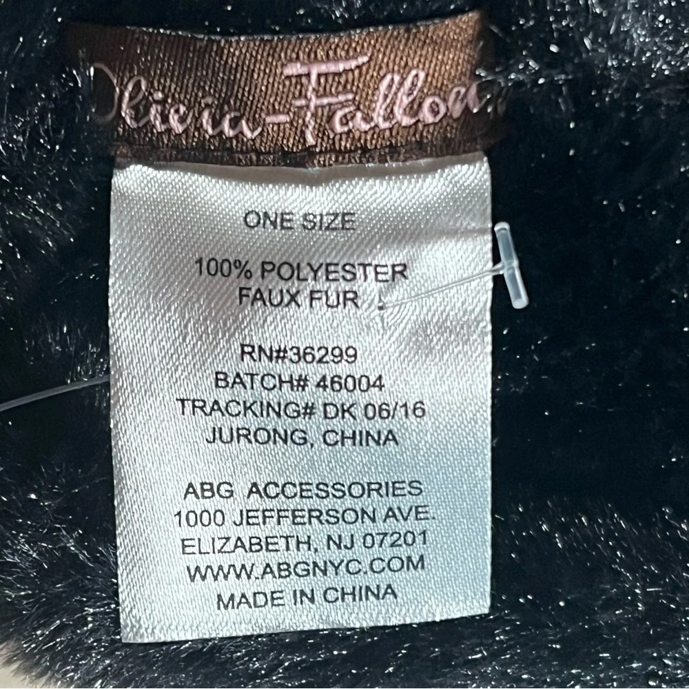 Olivia Fallen Black Faux Fur Infinity Scarf Winter Snow Bunny Cozy Old Money NWT